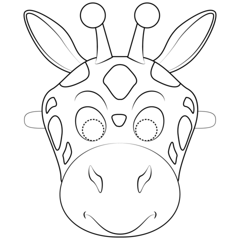 Giraffe Mask Coloring Page